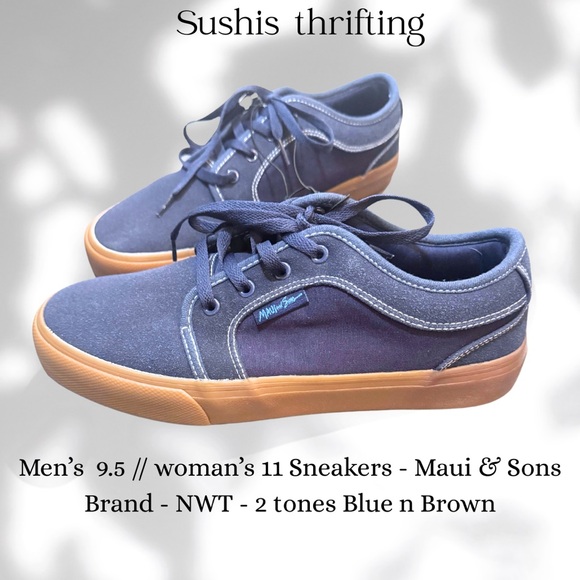 Maui and Sons Blue and Brown Sneakers with Classic Skate Design Size 9.5 - Picture 3 of 6